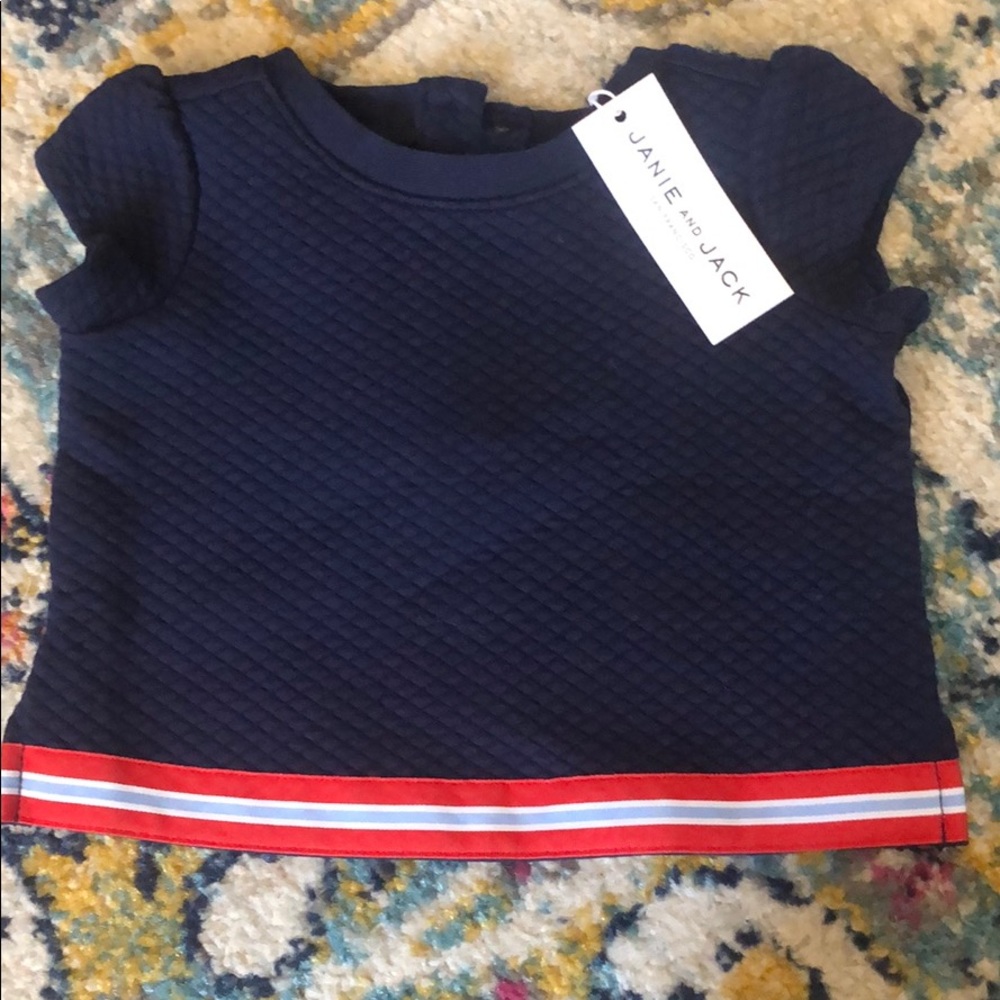 NWT Janie & Jack baby girls navy top 12-18 mths